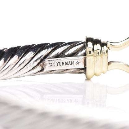 David Yurman Sterling Silver 14K Yellow Gold 5mm Cable Classic Buckle Bracelet 4 of 6