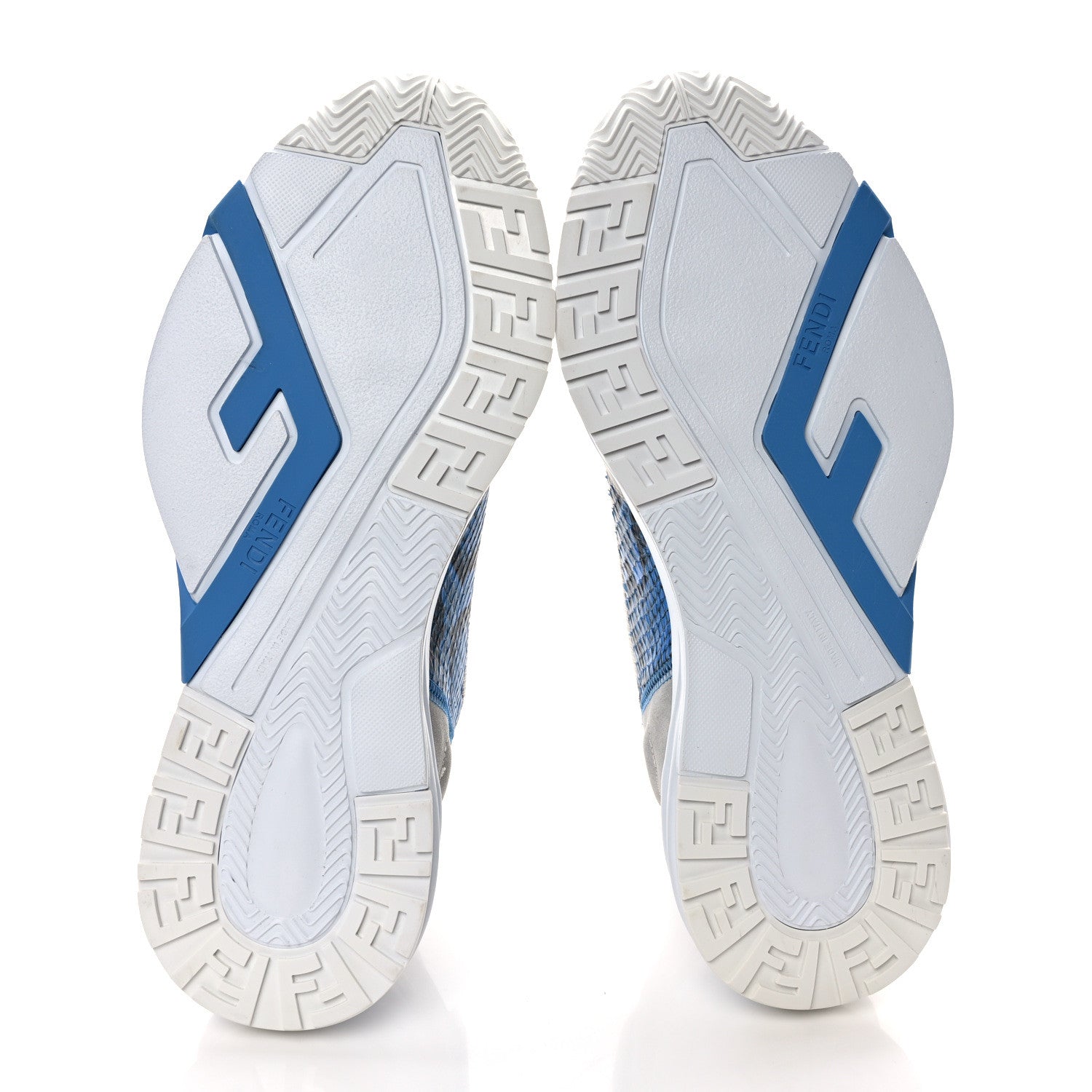 Fendi Elaphe Vitello Fabric FF Mens Fendi Flow Low Top Sneakers 10 True Blue Ghiaccio Tabacco Black 6 of 9