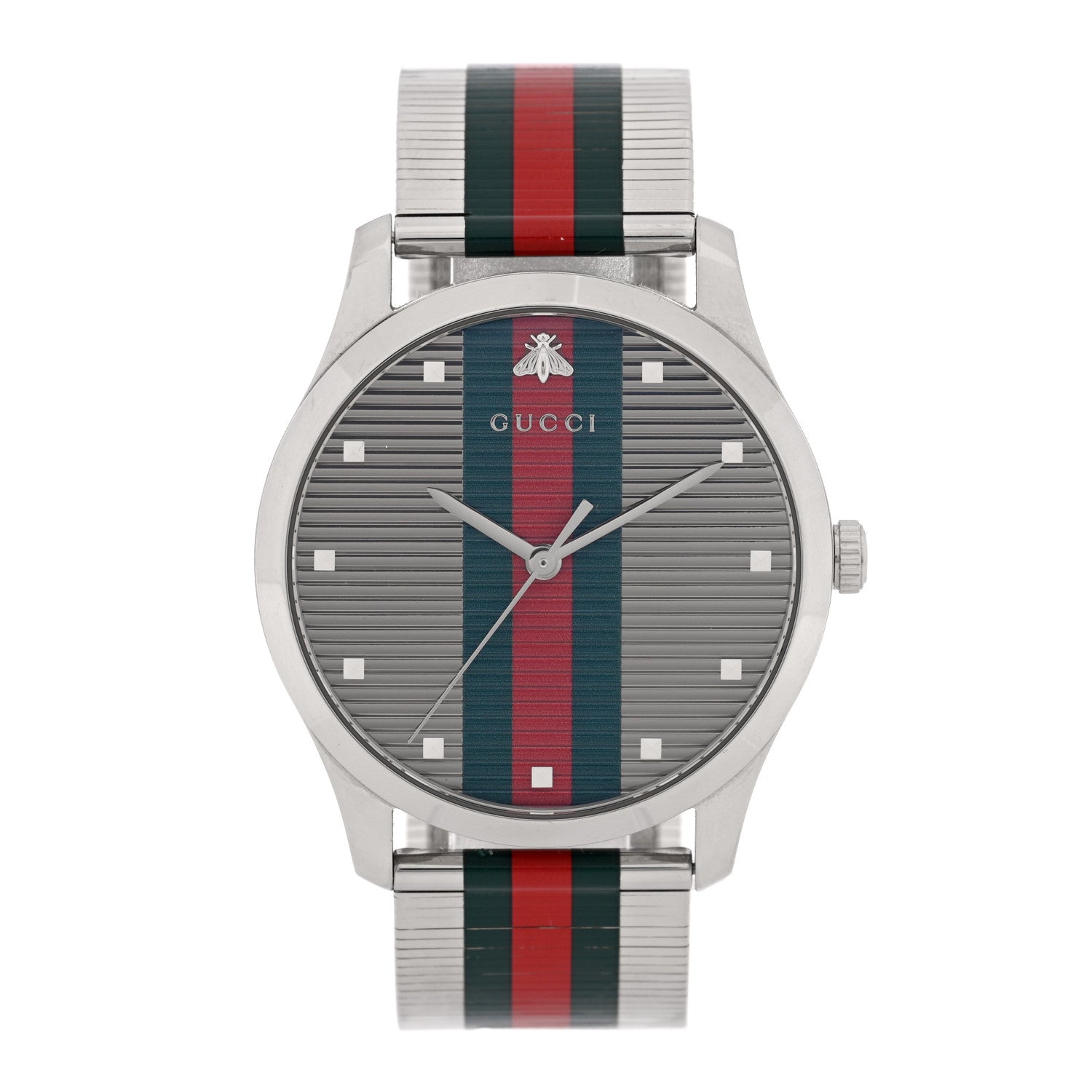 Gucci Stainless Steel 42mm G-Timeless Stripe Web Quartz Watch Silver 1 of 4