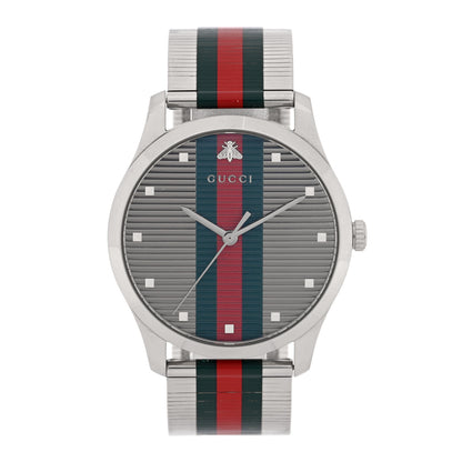 Gucci Stainless Steel 42mm G-Timeless Stripe Web Quartz Watch Silver 1 of 4