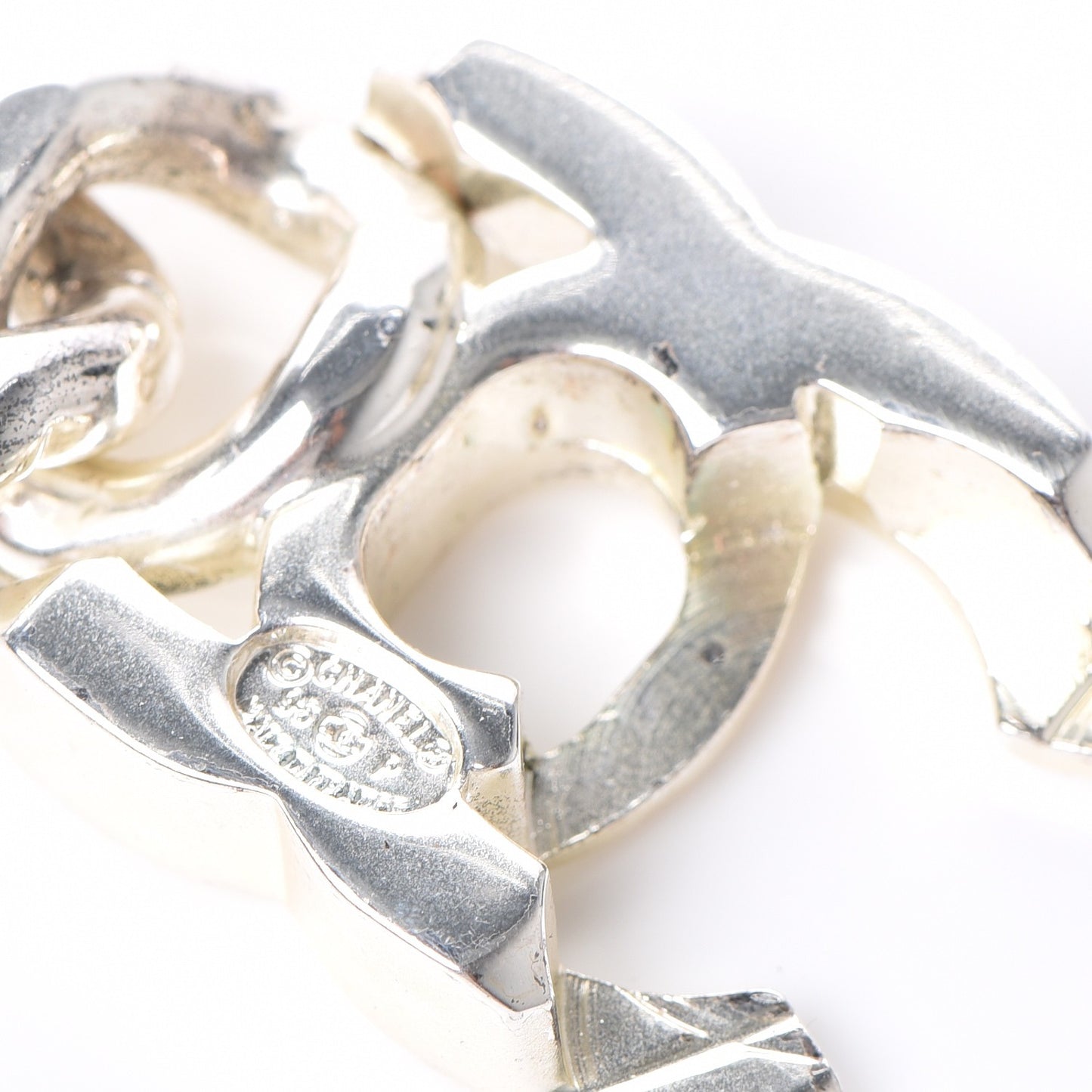 Chain Link CC Choker Necklace Silver