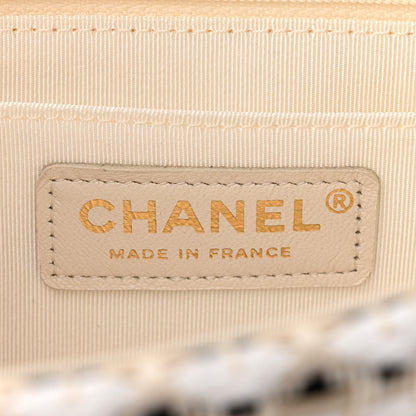 Chanel Cotton Raffia Lambskin Woven Medium Single Flap Beige Beige Black 5 of 10