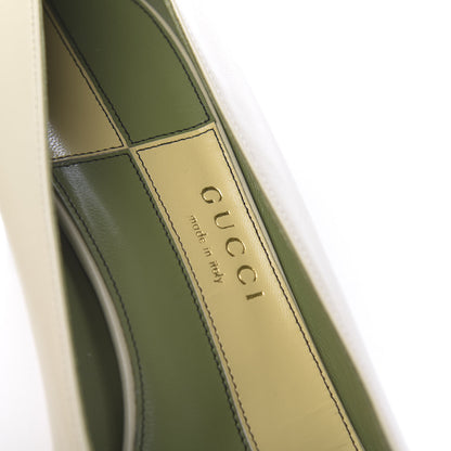 Gucci Malaga Kid Half Moon GG Square Toe Pumps 39.5 Vintage White 6 of 9