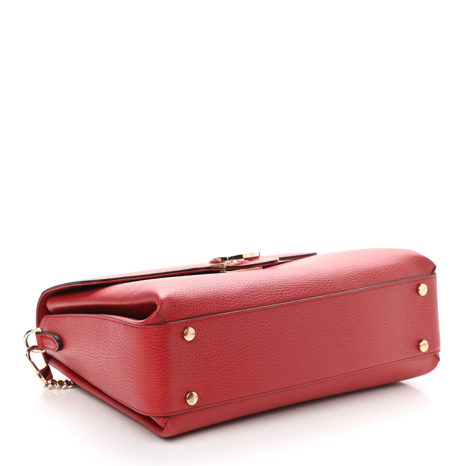 Gucci Dollar Calfskin Medium Interlocking G Top Handle Shoulder Bag Red 3 of 8