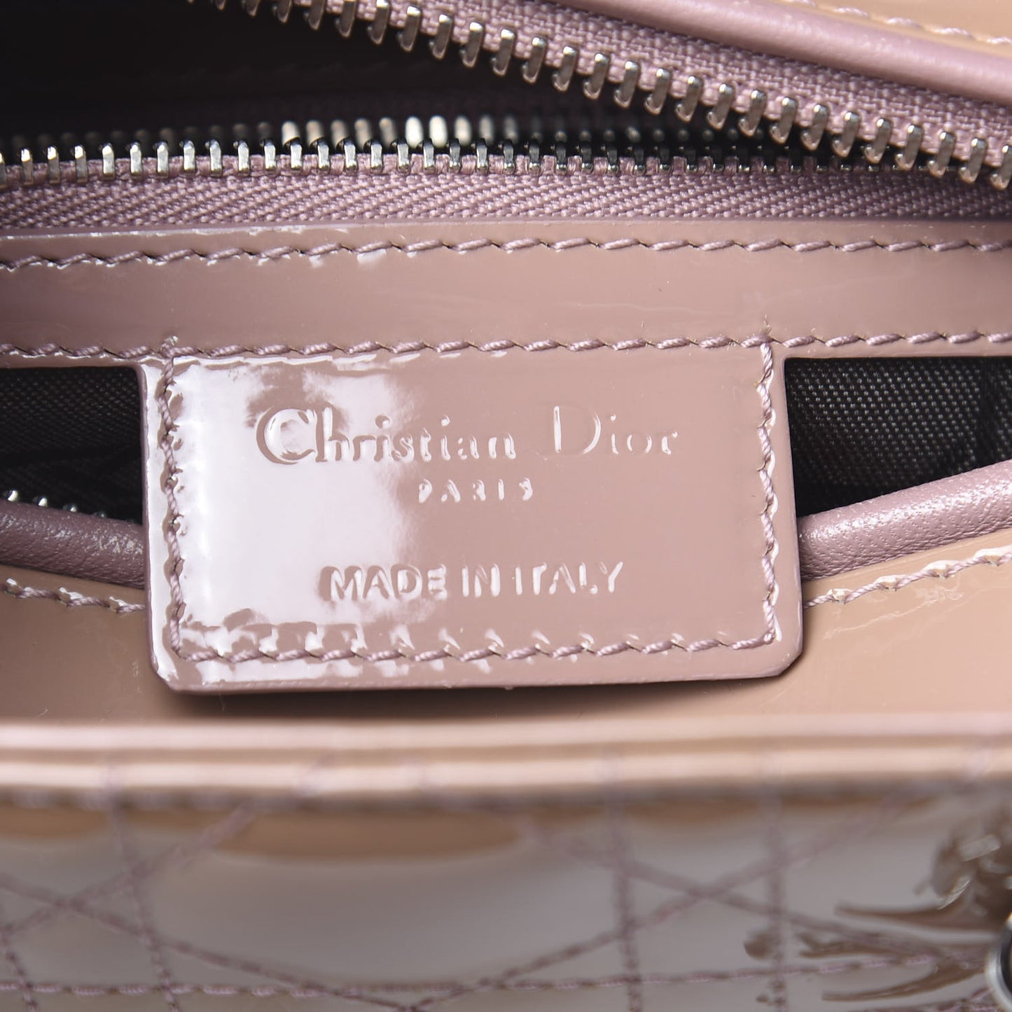 Patent Cannage Medium Lady Dior Brown