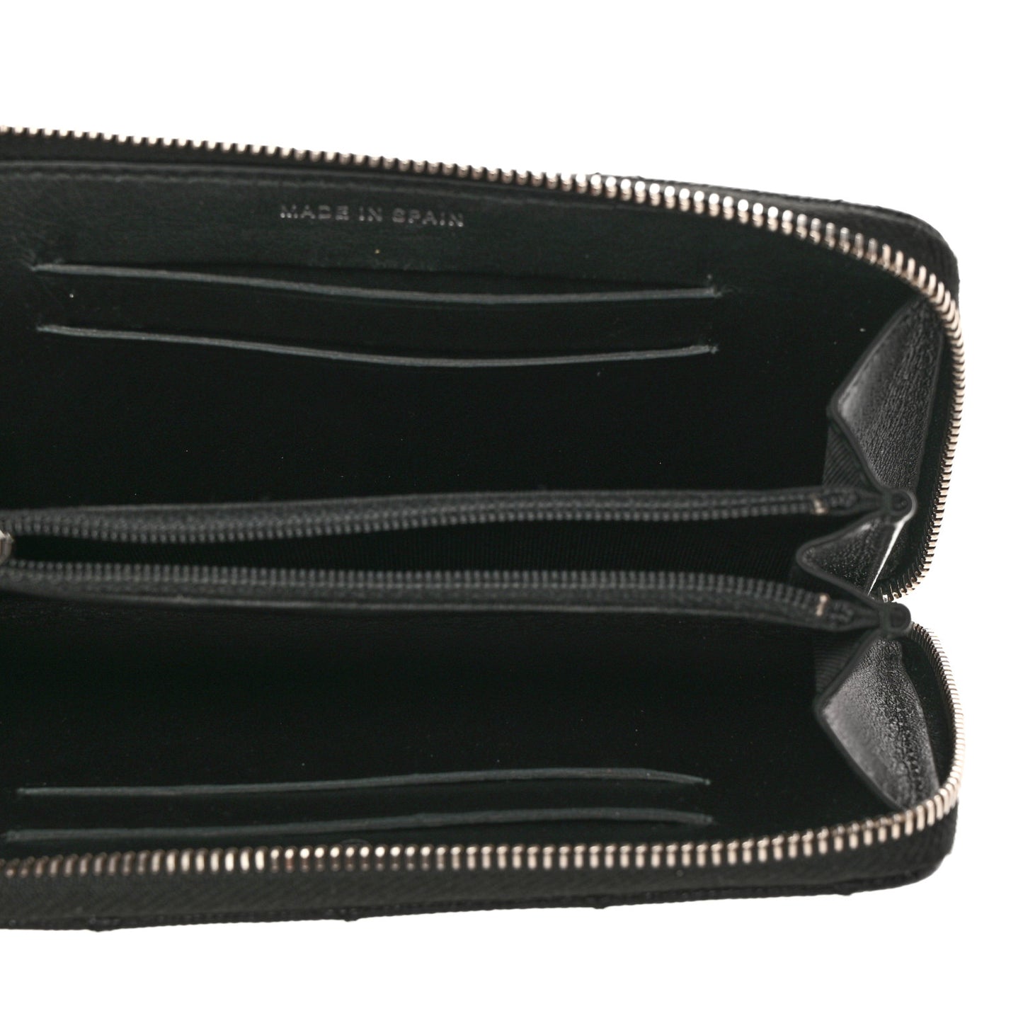 Iridescent Caviar Quilted Medium Zip Around Wallet Black
