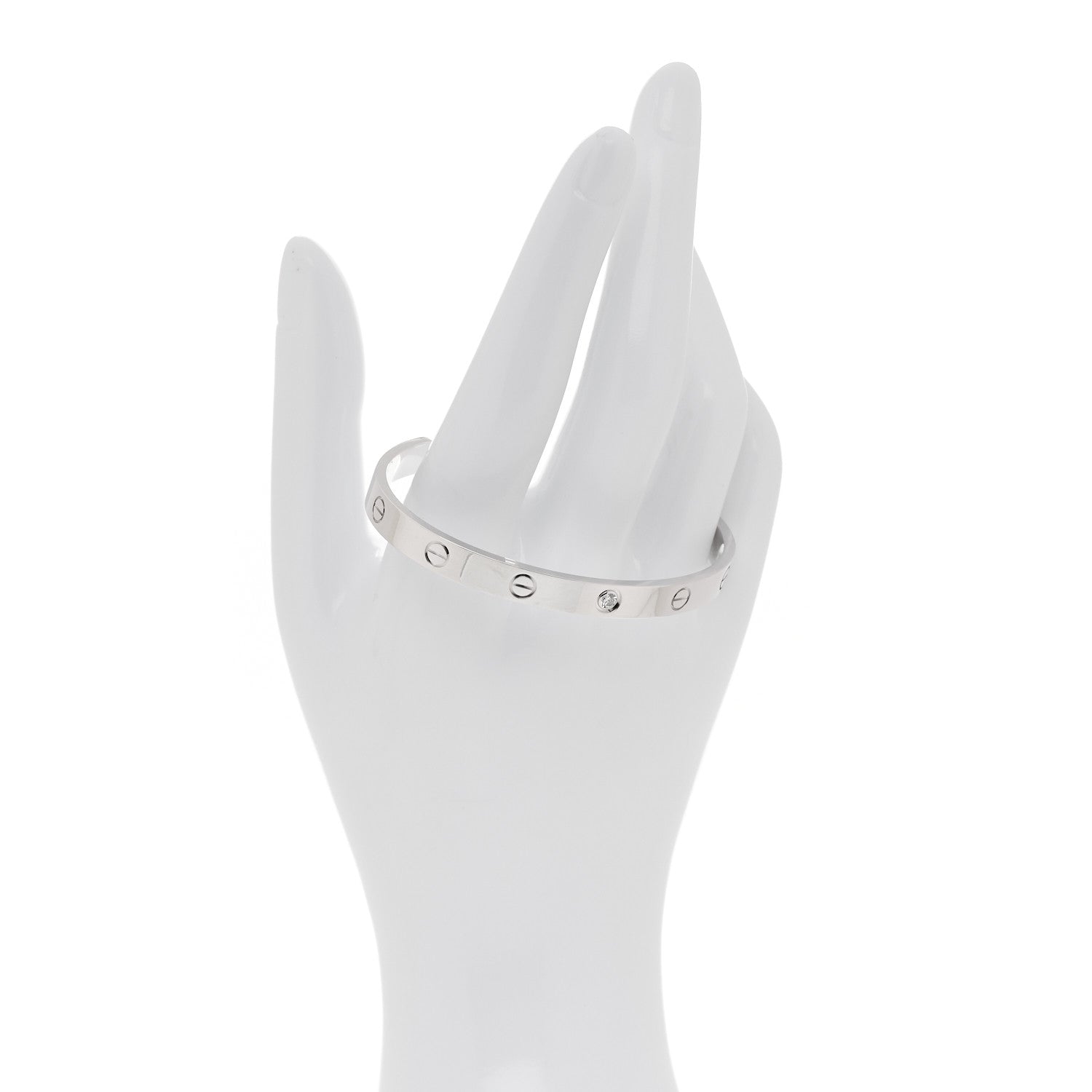 Cartier 18K White Gold 1 Diamond LOVE Cuff Bracelet 18 2 of 5