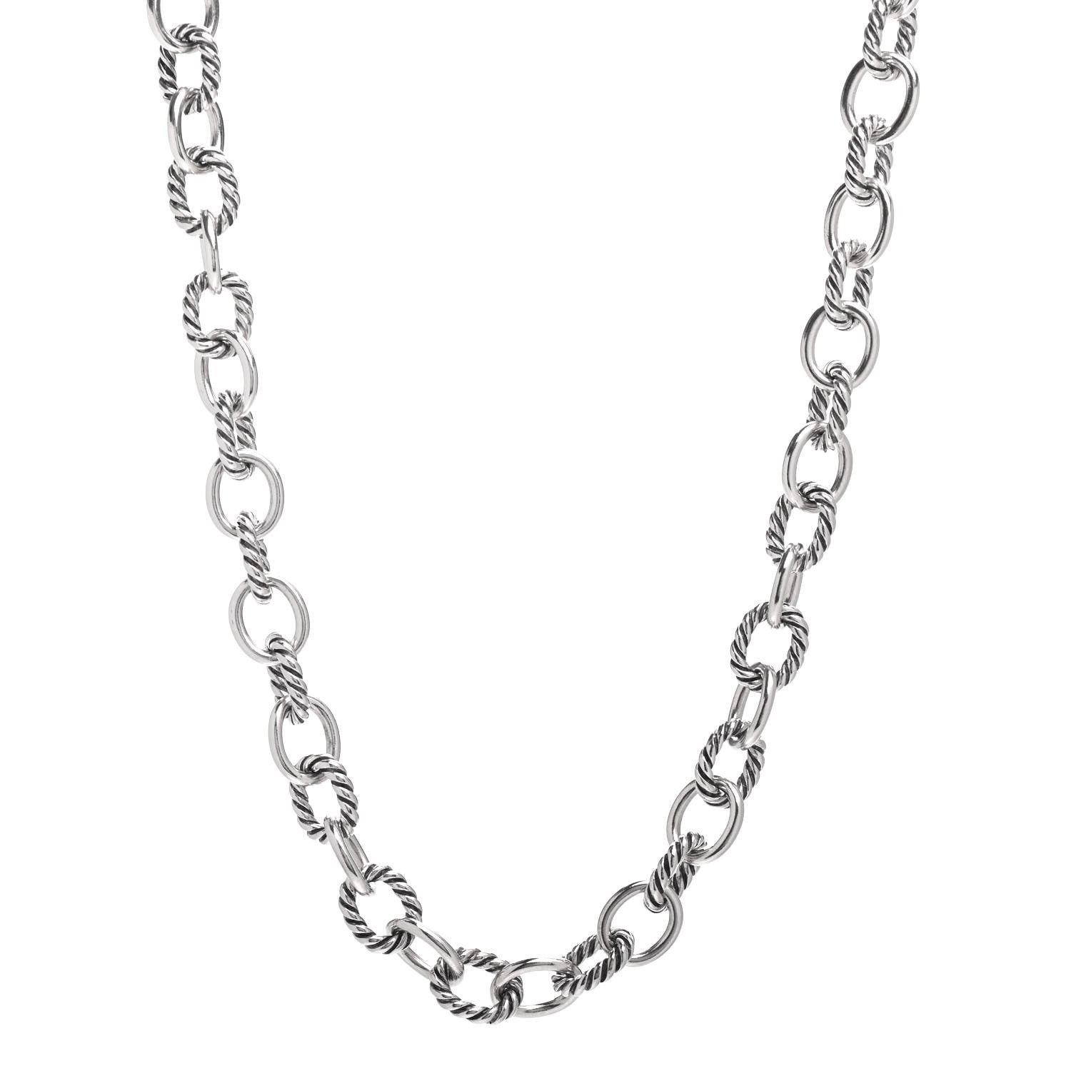 David Yurman Sterling Silver 10mm Medium Oval Link Necklace 1 of 5