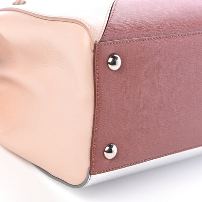 Fendi Vitello Elite Calfskin Colorblock Petite 2Jours Tote Argento Plaster 13 of 14