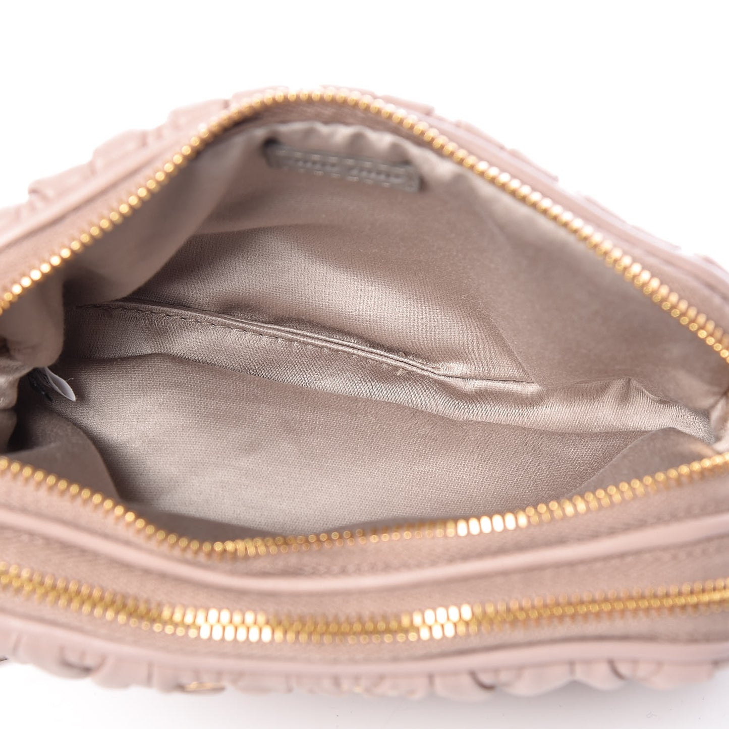 Nappa Matelasse Double Zip Pochette Clutch Cammeo