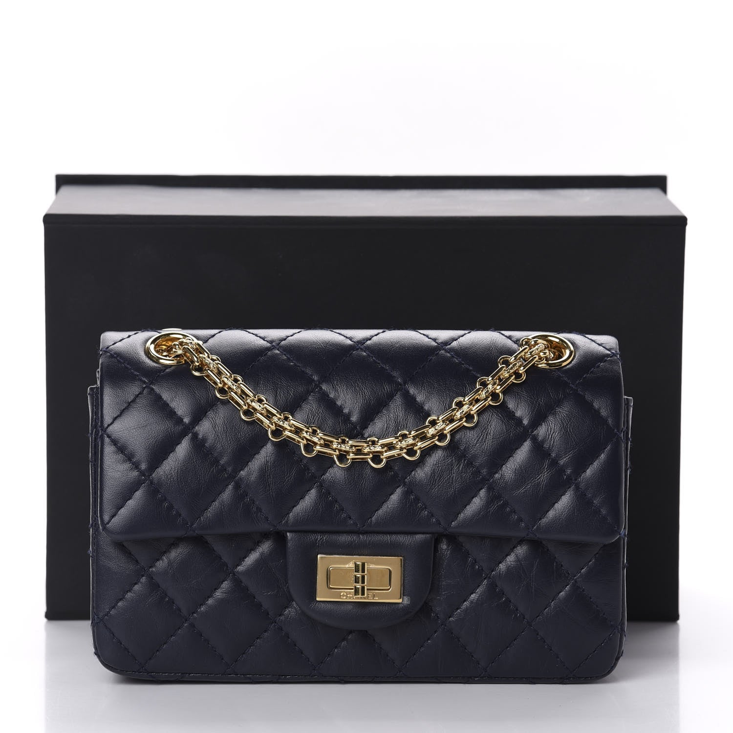 Chanel Aged Calfskin Quilted 2.55 Reissue Mini Flap Navy 11 of 11