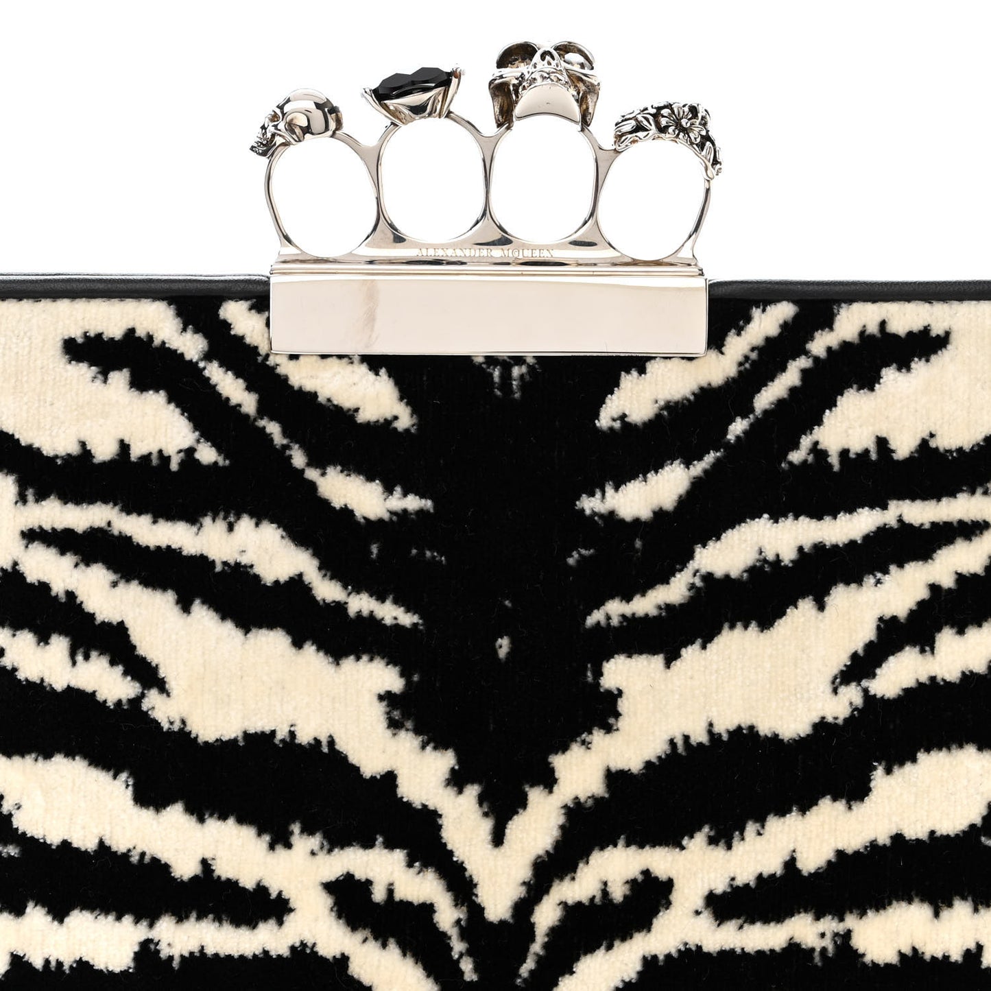 Calf Hair Zebra Print Knuckle Box Clutch