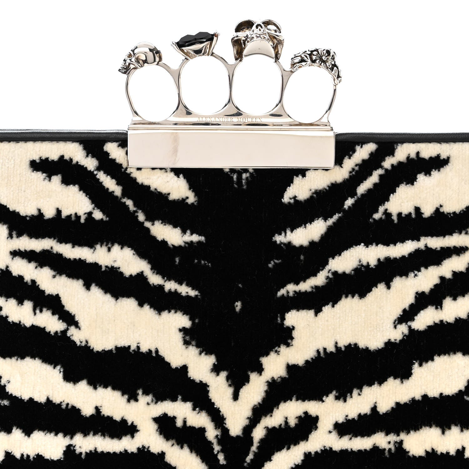 Alexander McQueen Calf Hair Zebra Print Knuckle Box Clutch 8 of 11