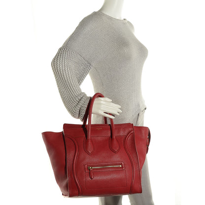 Celine Pebbled Calfskin Mini Luggage Red 2 of 9