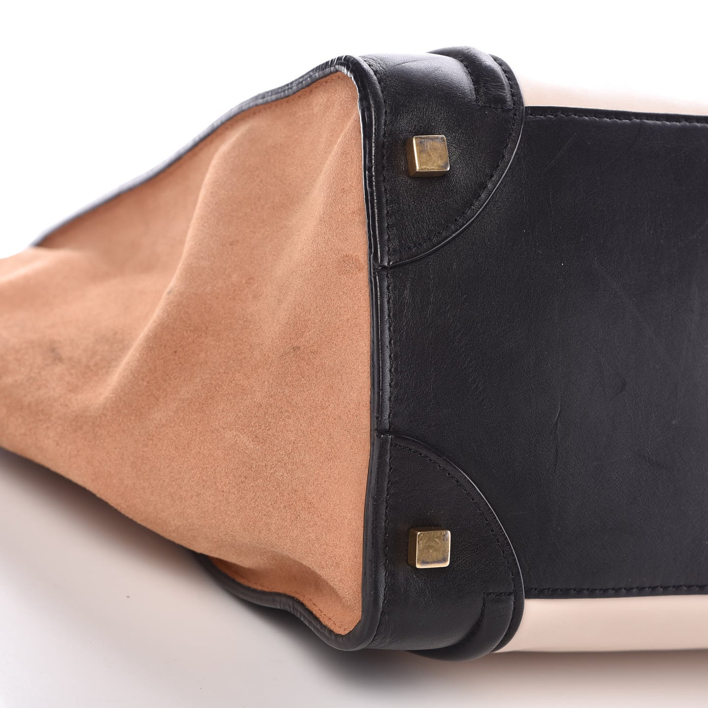 Satin Calfskin Suede Mini Tri-Color Luggage Seashell