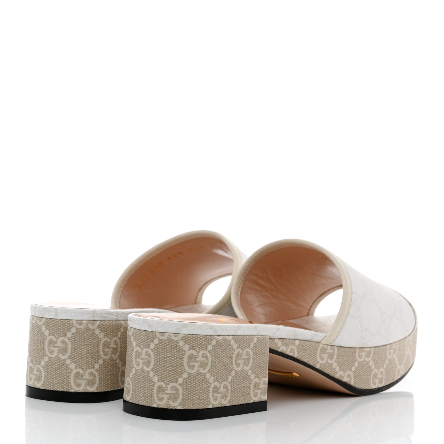 GG Supreme Monogram Malaga Kid Platform Mule Sandals 36.5 White Mystic White