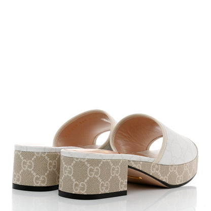 Gucci GG Supreme Monogram Malaga Kid Platform Mule Sandals 36.5 White Mystic White 4 of 9