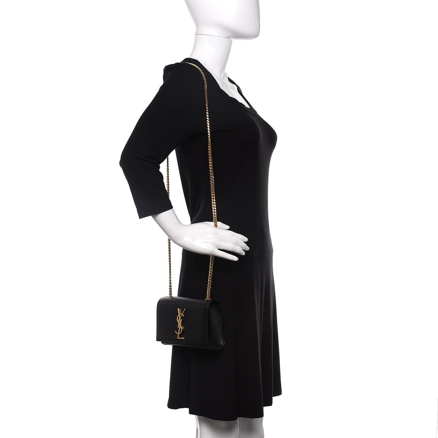 Saint Laurent Grain De Poudre Small Monogram Kate Satchel Black 2 of 12