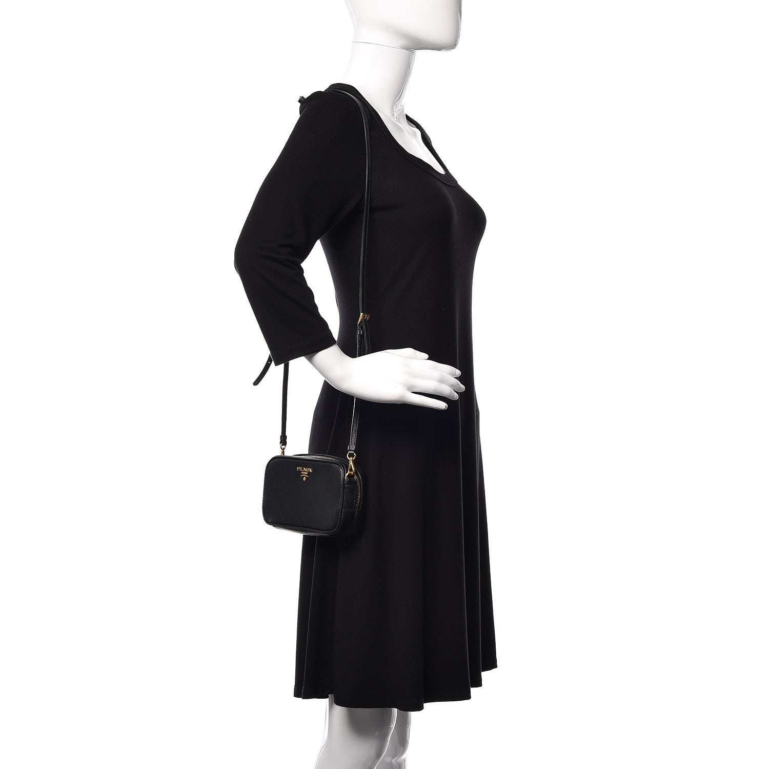 Prada Saffiano Mini Camera Crossbody Bag Black 2 of 9