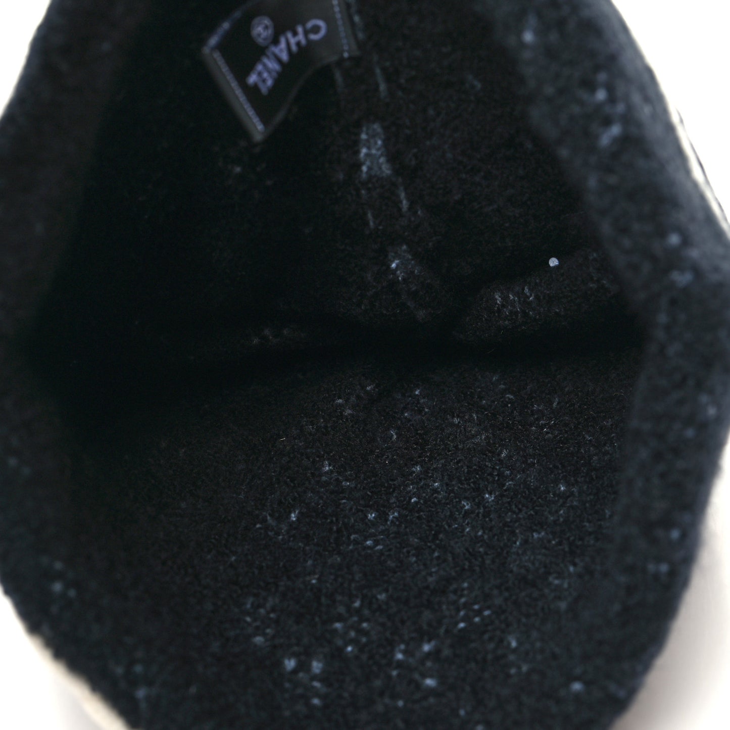 Cashmere Wool Silk CC Beanie Hat Black White
