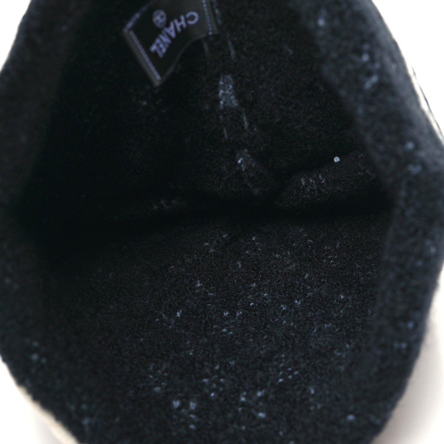 Chanel Cashmere Wool Silk CC Beanie Hat Black White 3 of 4