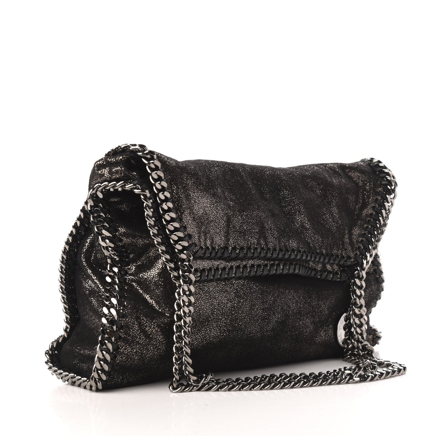 Metallic Shaggy Deer Small Falabella Tote Black