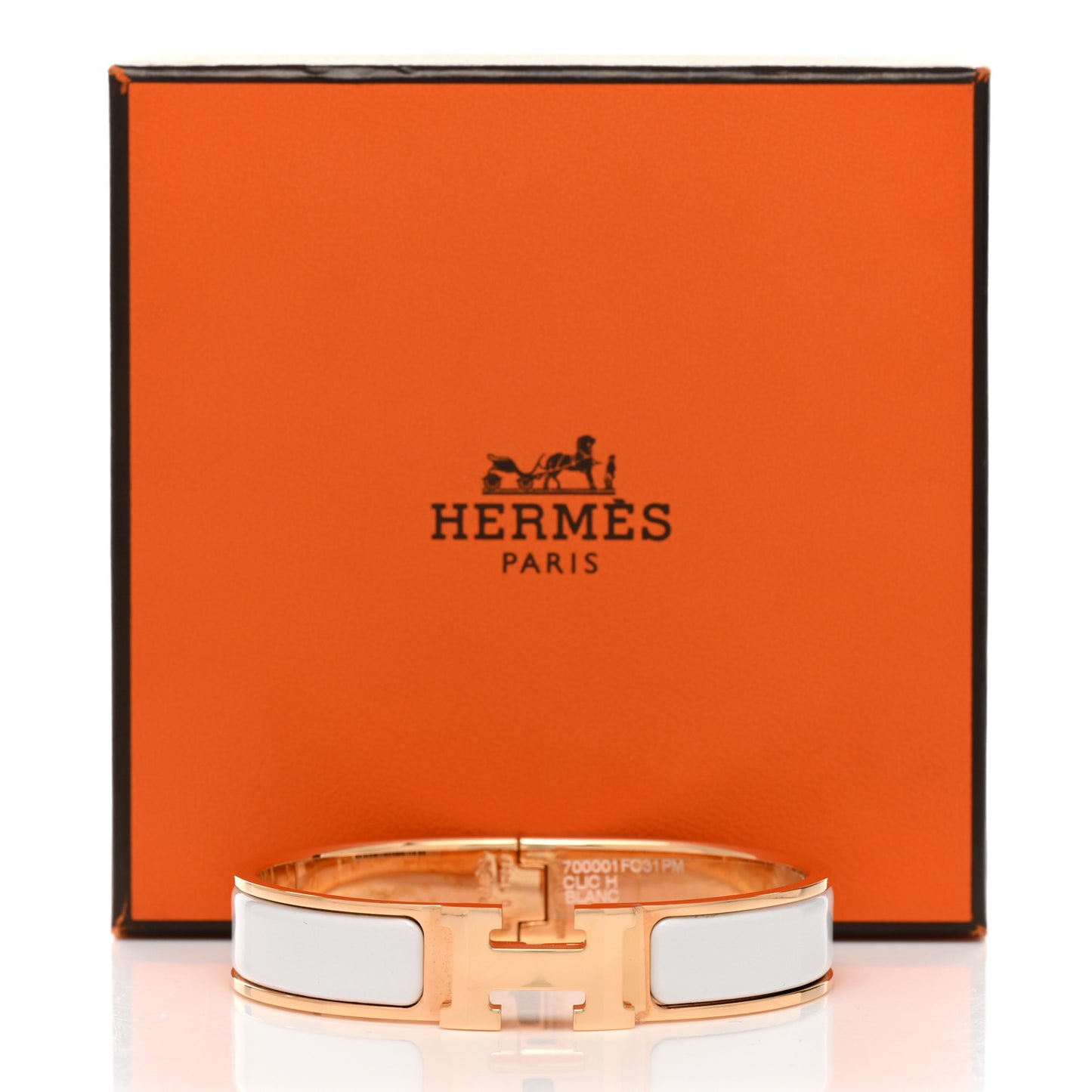 Enamel Narrow Clic Clac H Bracelet PM White
