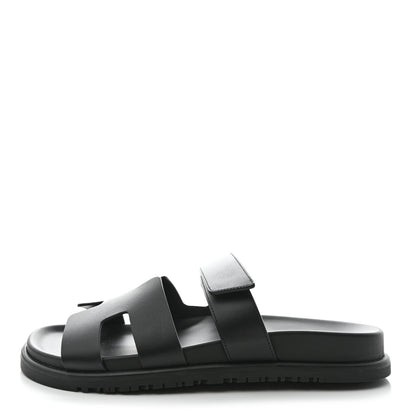 Hermes Calfskin Womens Chypre Sandals 39 Black 1 of 9