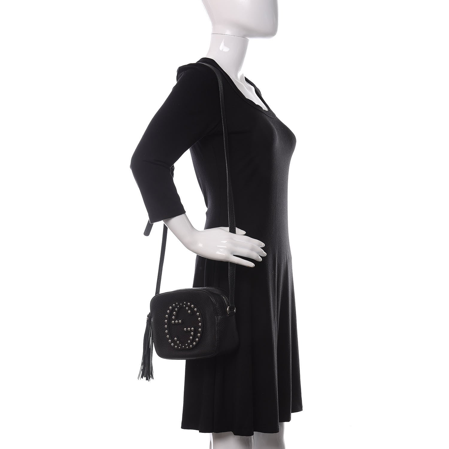 Gucci Pebbled Calfskin Studded Small Soho Disco Bag Black 2 of 10