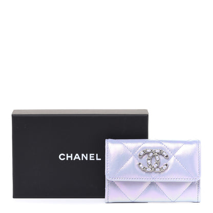 Chanel Iridescent Lambskin Quilted Chanel 19 Flap Card Holder Light Purple 9 of 9