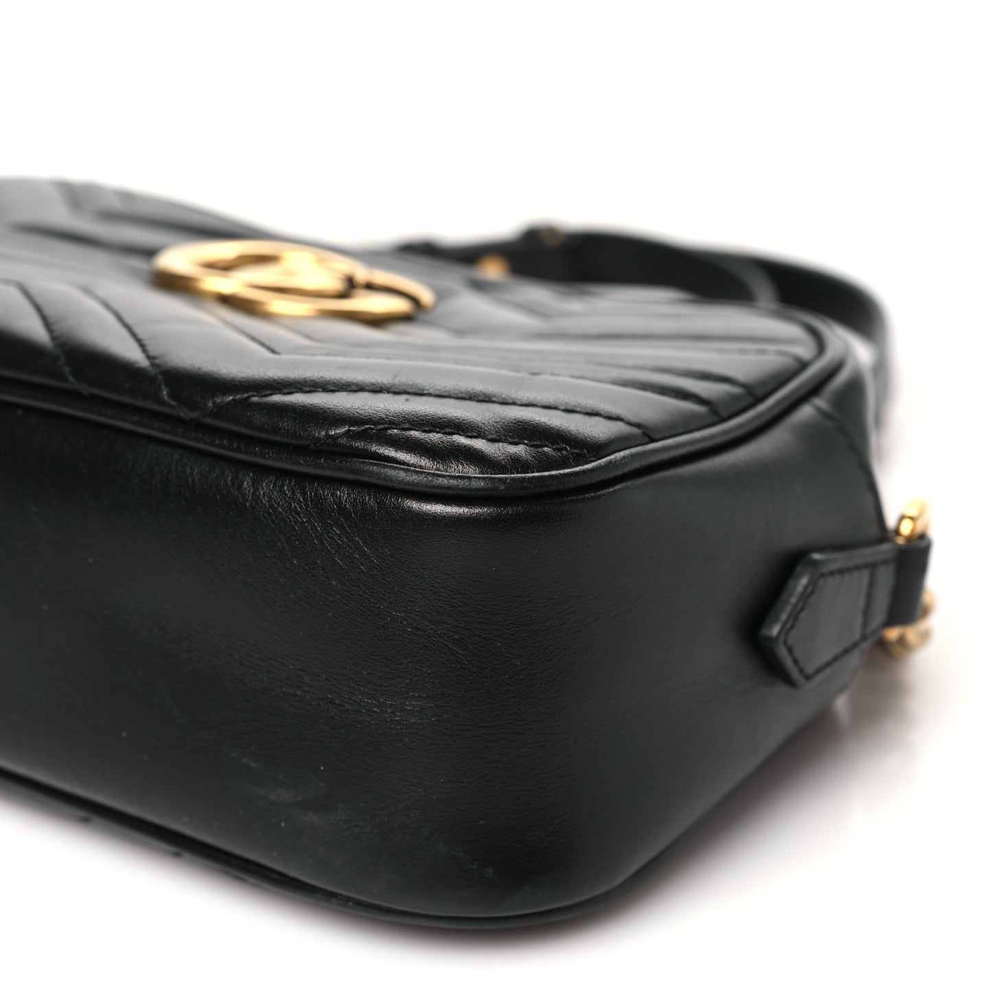 Calfskin Matelasse Small GG Marmont Chain Shoulder Bag Black