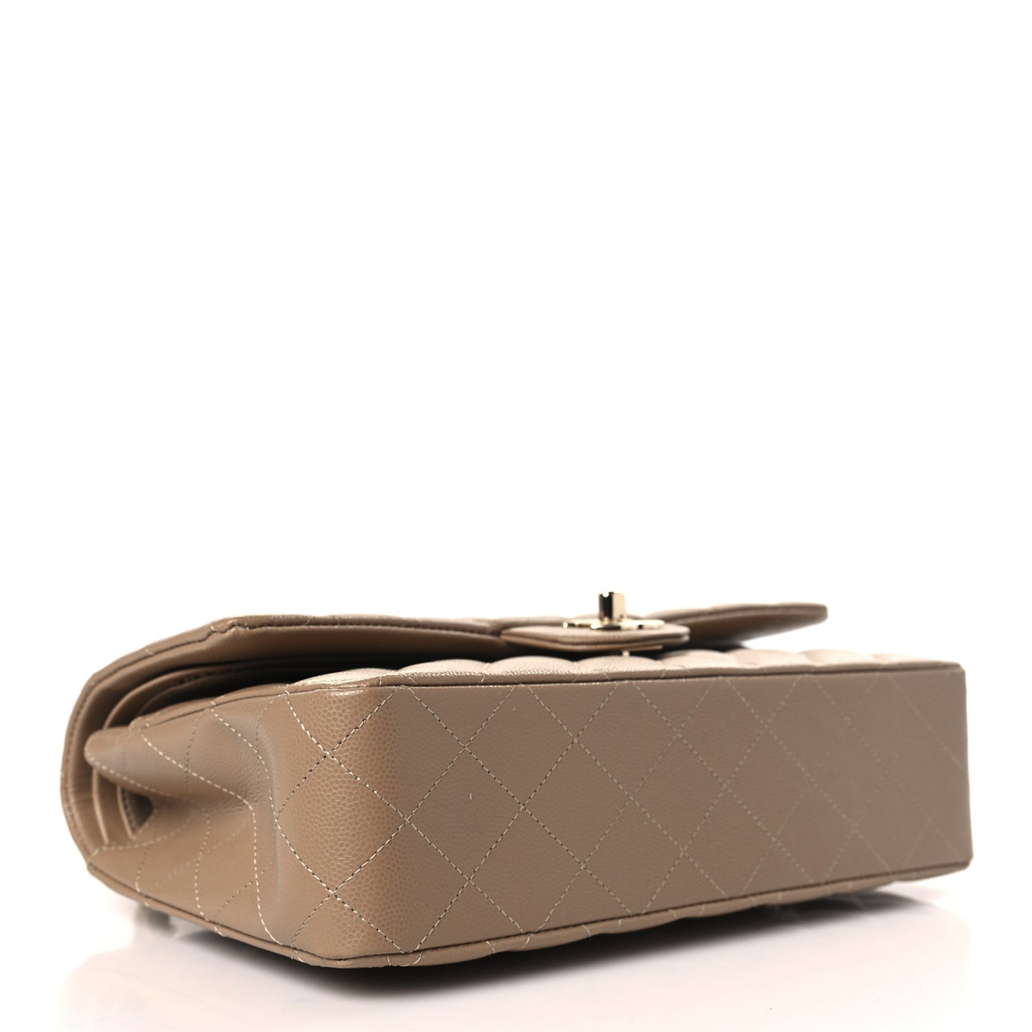 Caviar Quilted Medium Double Flap Dark Beige