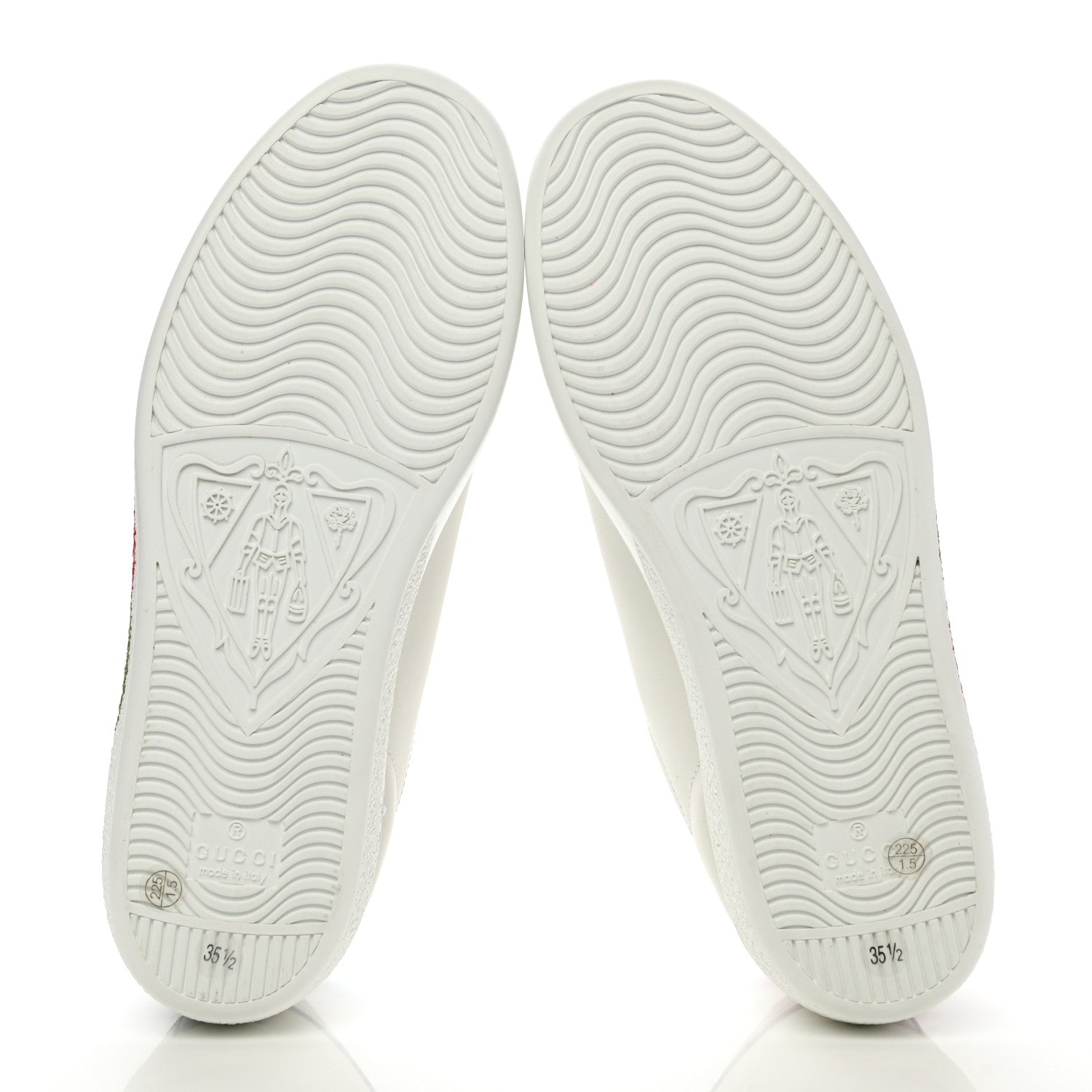 Gucci Calfskin Interlocking G Womens New Ace Sneakers 35.5 White Red Flame Green 5 of 7