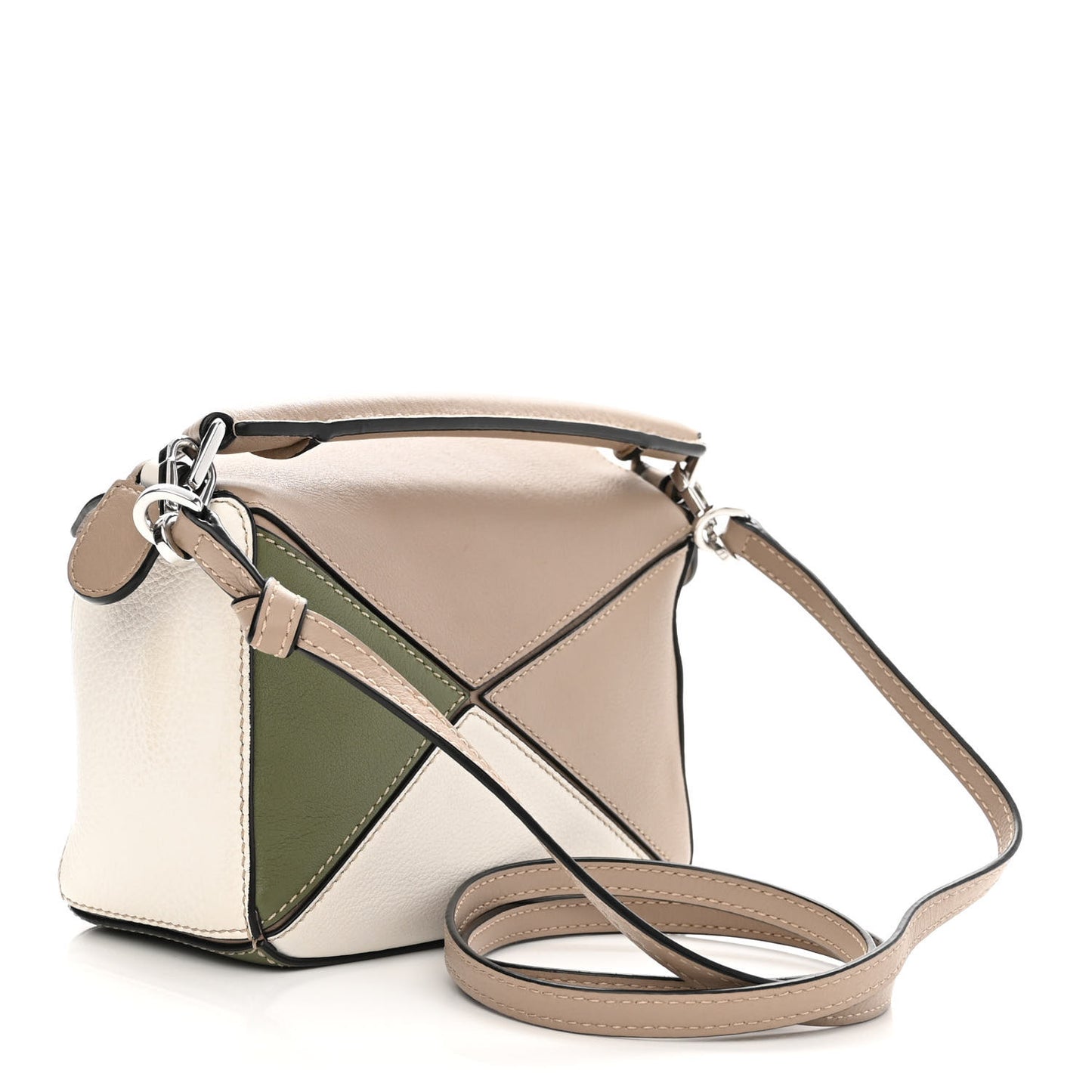 Calfskin Mini Puzzle Bag Sand Avocado Green