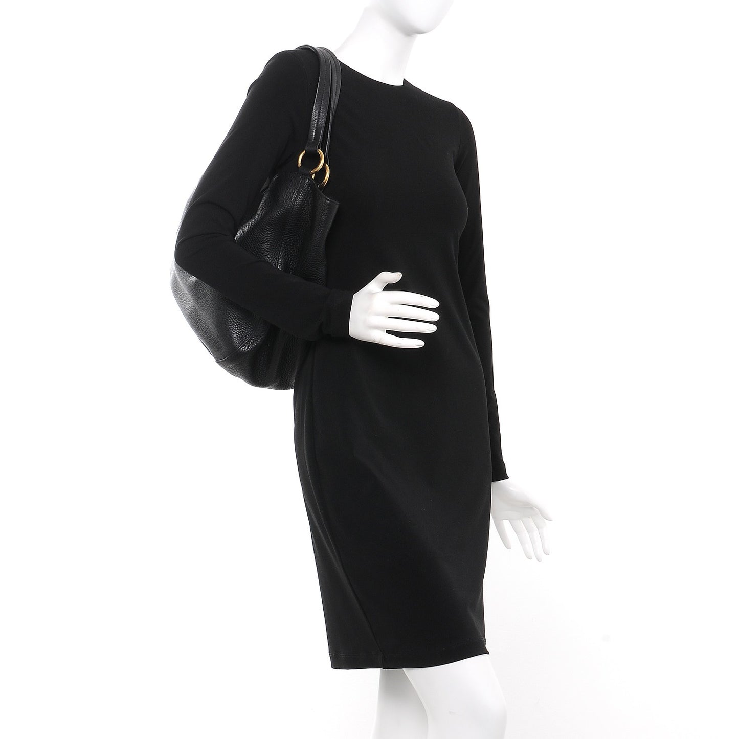 Pebbled Calfskin Medium Twill Shoulder Bag Black