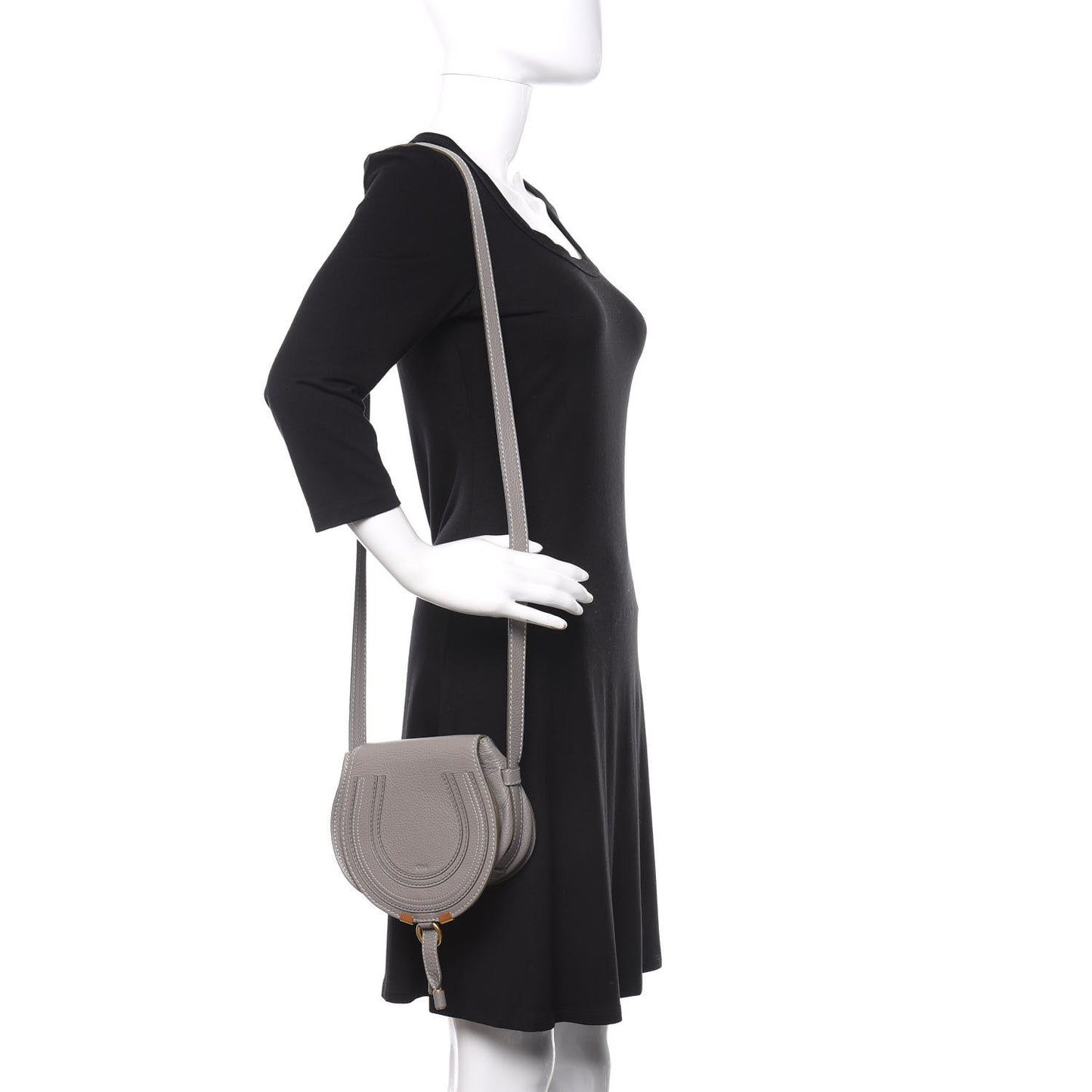 Calfskin Mini Marcie Round Crossbody Bag Cashmere Grey