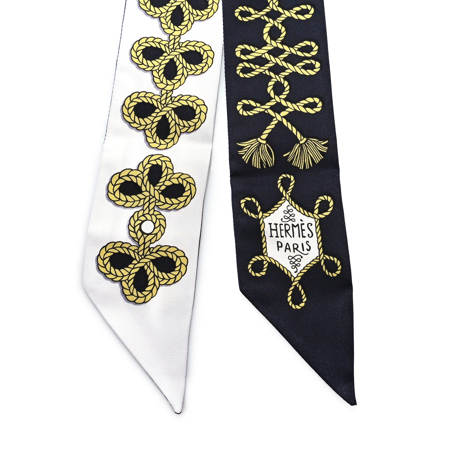 Hermes Silk Galons Et Brandebourg Twilly Black Gold White 2 of 3