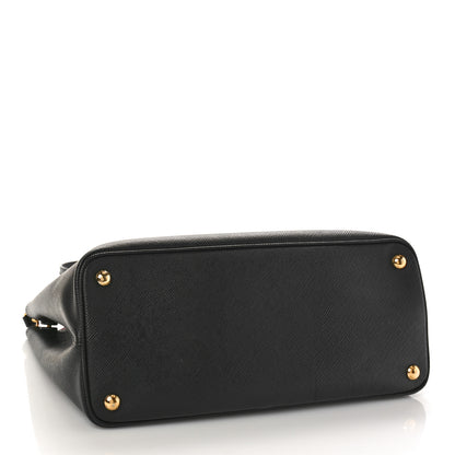 Prada Saffiano Cuir Medium Double Bag Black Fuoco 4 of 13