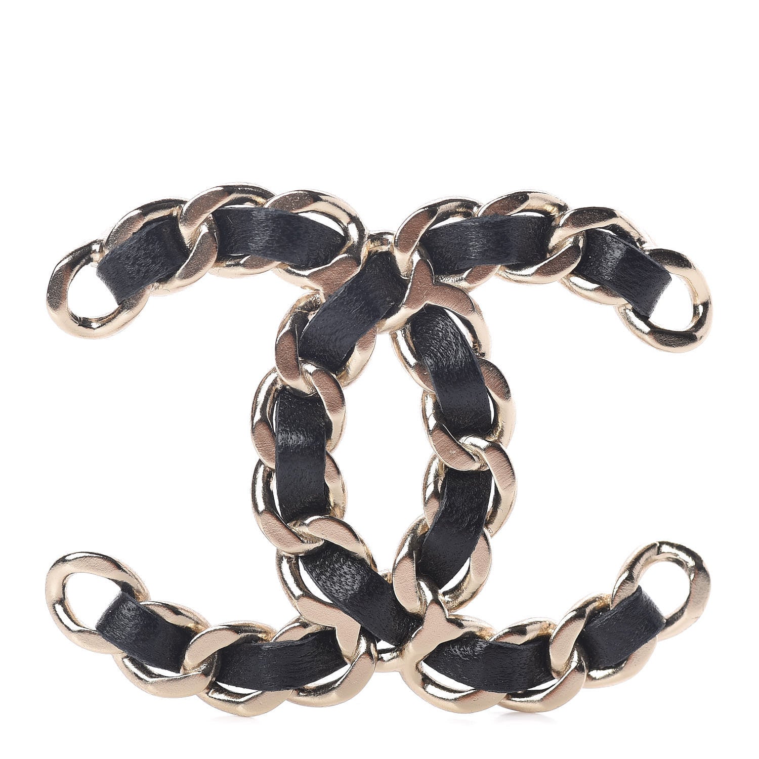 Chanel Lambskin Chain CC Brooch Black Gold 1 of 4