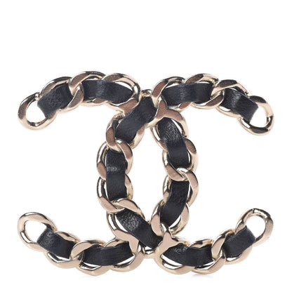 Chanel Lambskin Chain CC Brooch Black Gold 1 of 4