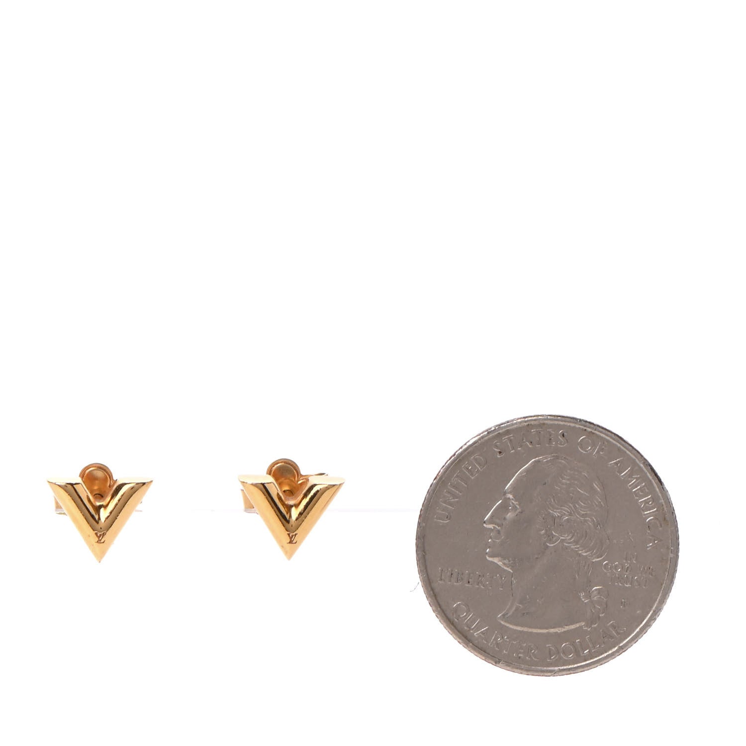 Louis Vuitton Brass Essential V Stud Earrings Gold 2 of 6