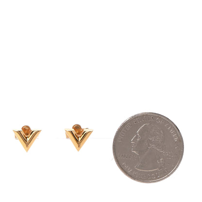 Louis Vuitton Brass Essential V Stud Earrings Gold 2 of 6