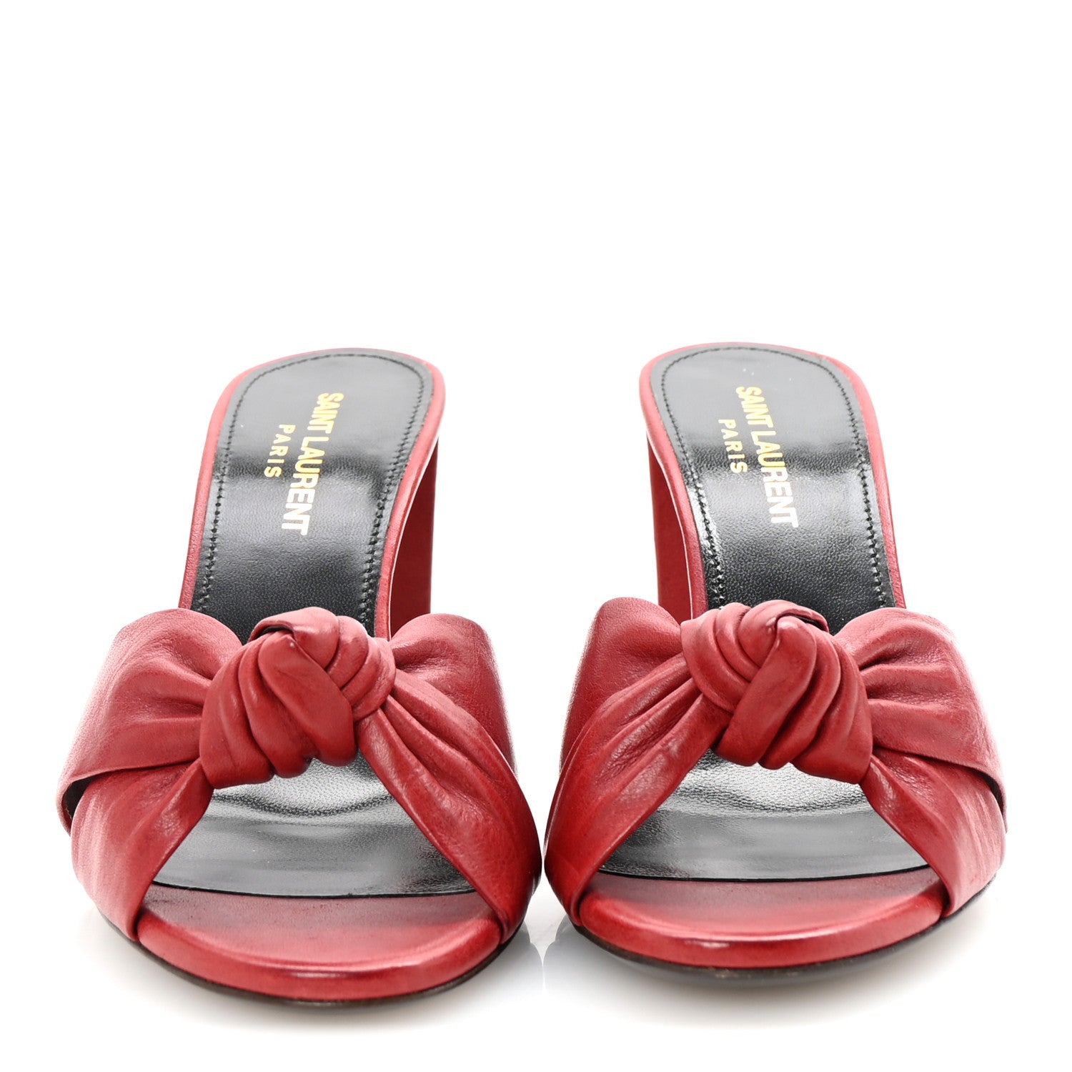 Saint Laurent Lambskin Bianca Mules 37 Red 3 of 10