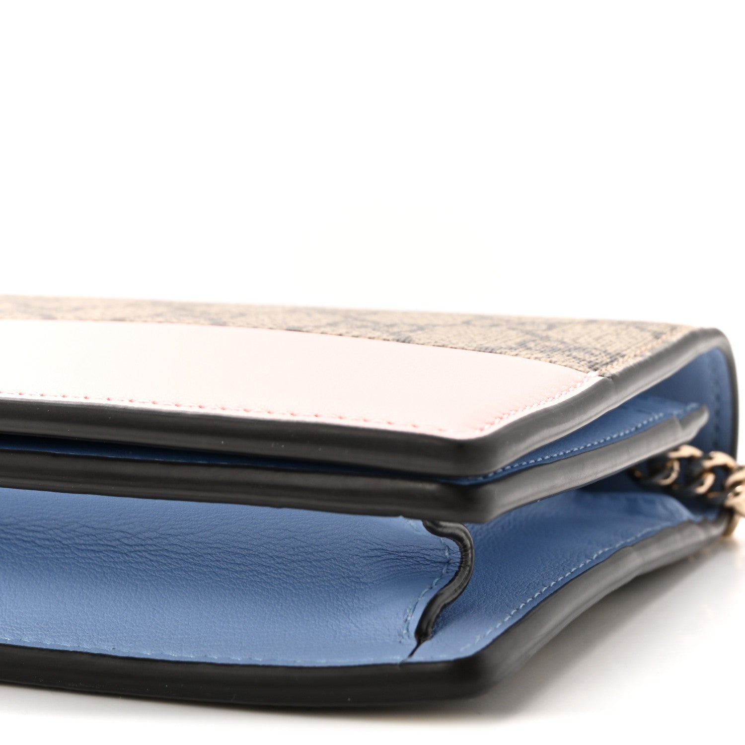 Gucci GG Supreme Monogram Textured Dollar Calfskin Mini GG Marmont Chain Wallet Light Pink Blue Beige 9 of 9