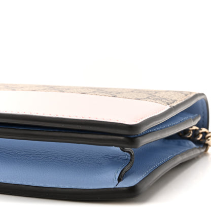 Gucci GG Supreme Monogram Textured Dollar Calfskin Mini GG Marmont Chain Wallet Light Pink Blue Beige 9 of 9