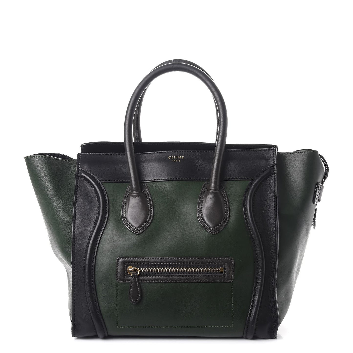 Smooth Calfskin Mini Bi-Color Luggage Forest Black