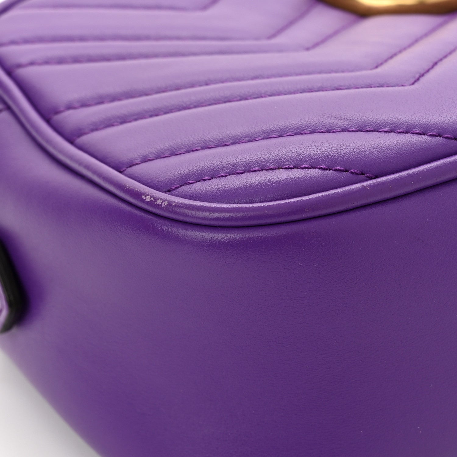 Gucci Calfskin Matelasse Small GG Marmont Chain Shoulder Bag Shine Purple 11 of 12