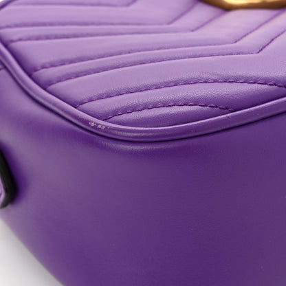 Gucci Calfskin Matelasse Small GG Marmont Chain Shoulder Bag Shine Purple 11 of 12