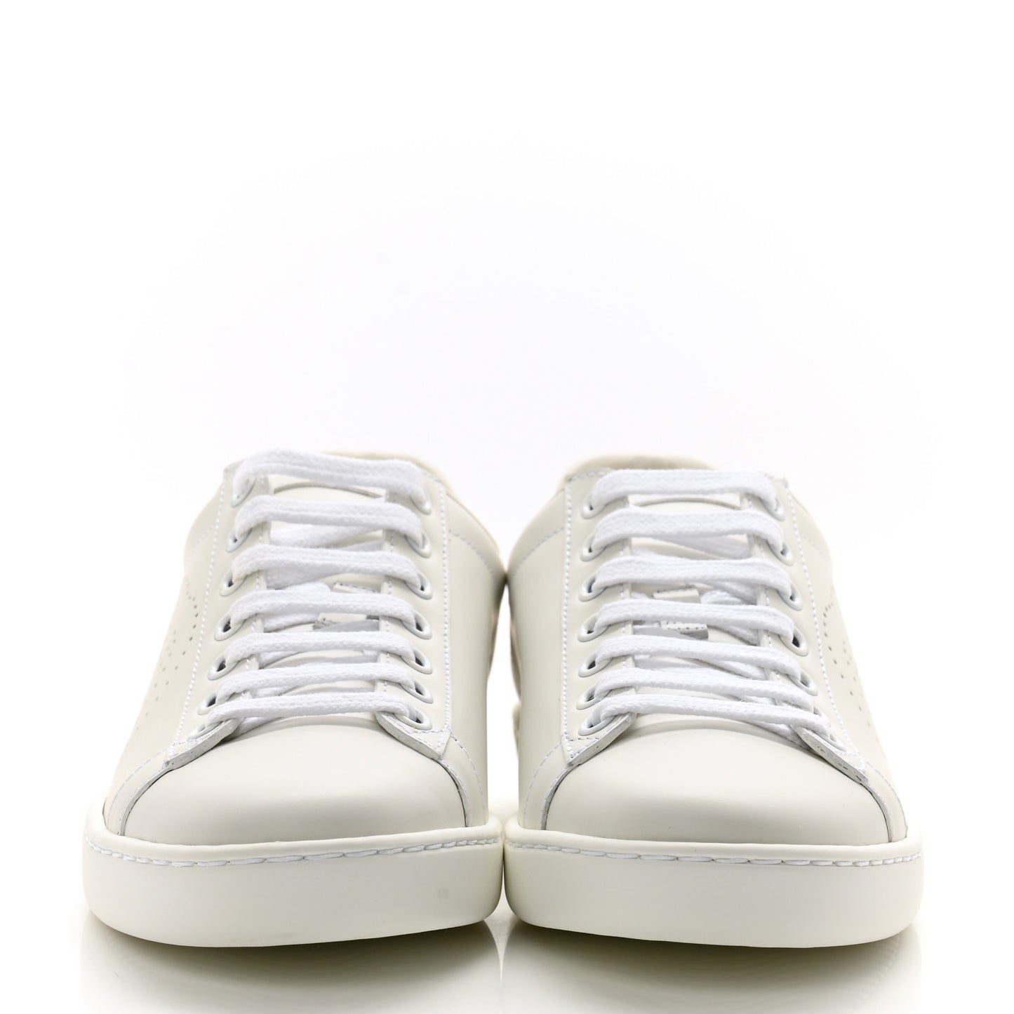 Calfskin Interlocking G Perforated Womens Ace Sneakers 35 White Grey Sky