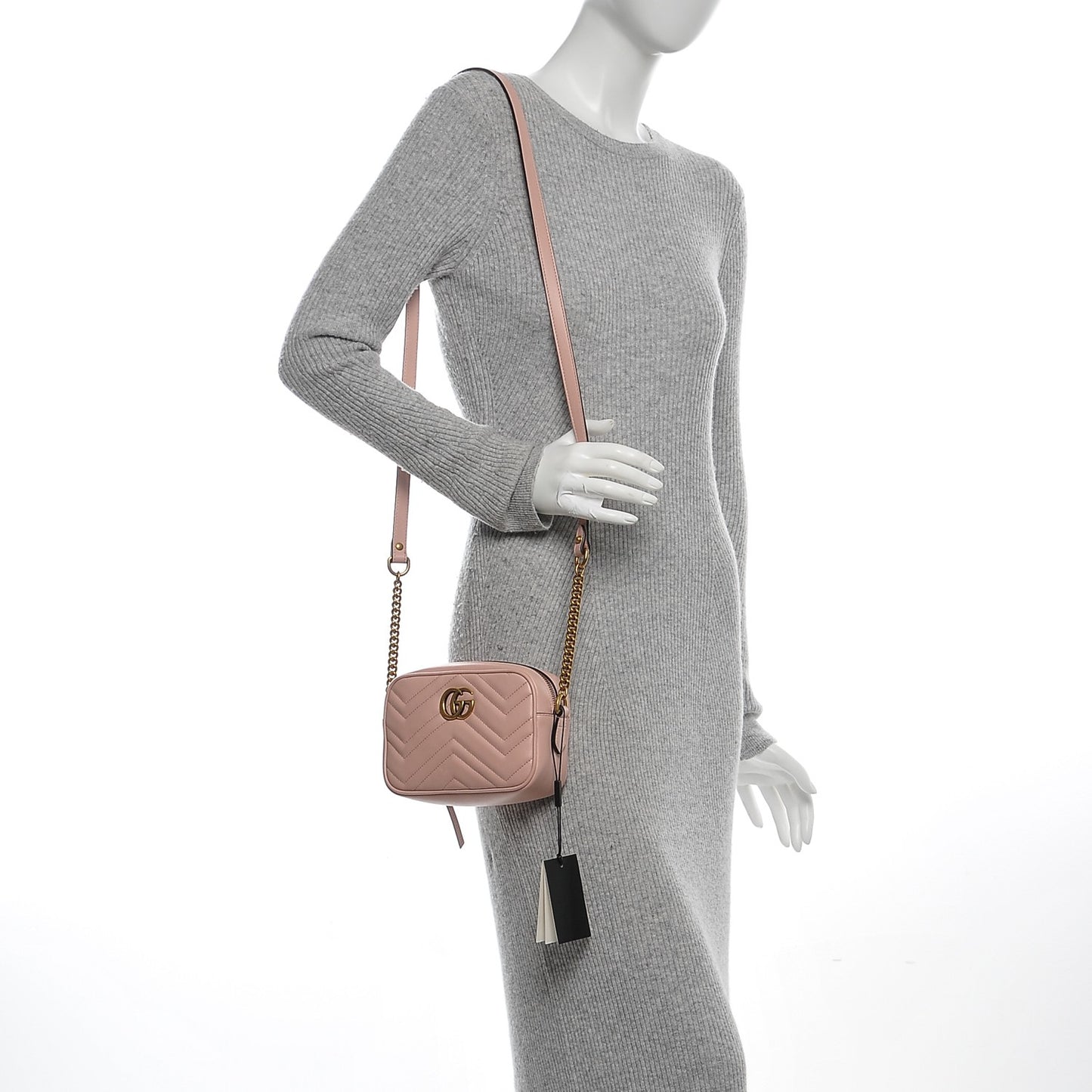 Calfskin Matelasse Mini GG Marmont Chain Shoulder Bag Perfect Pink